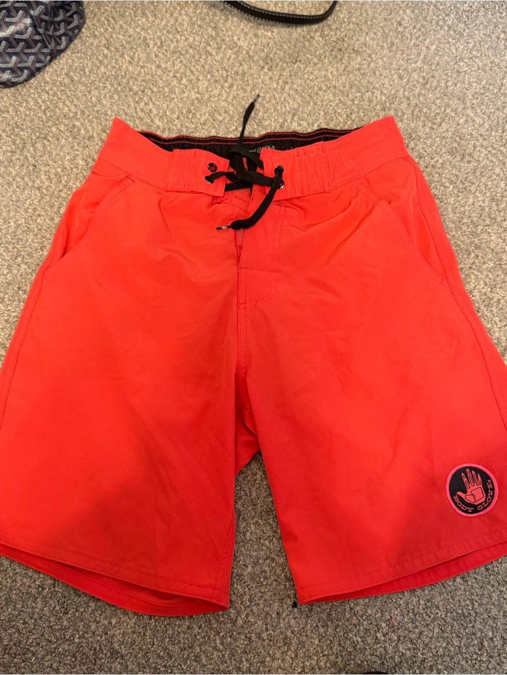 Body Glove Men's Bright Red Board Shorts with Black Drawstring
